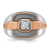 14k White and Rose Gold with Black Rhodium Men's Polished and Satin 1/3 Carat AA Quality Diamond Ring