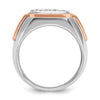 14k White and Rose Gold Men's Polished and Satin 1 Carat AA Quality Diamond Cluster Ring