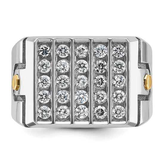 IBGoodman 14k Two-tone Men's Polished and Grooved 5-Row Cluster Ring Mounting