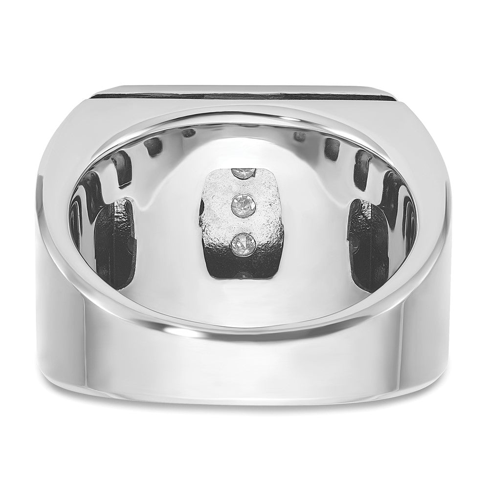 14k Two-tone with Black Rhodium Men's Polished and Grooved 5-Row 1 3/4 Carat AA Quality Diamond Cluster Ring
