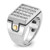 14k Two-tone with Black Rhodium Men's Polished and Grooved 5-Row 1 3/4 Carat AA Quality Diamond Cluster Ring