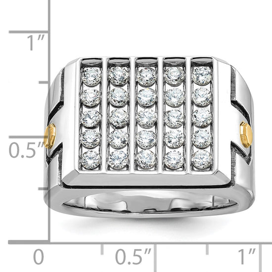 IBGoodman 14k Two-tone Men's Polished and Grooved 5-Row Cluster Ring Mounting