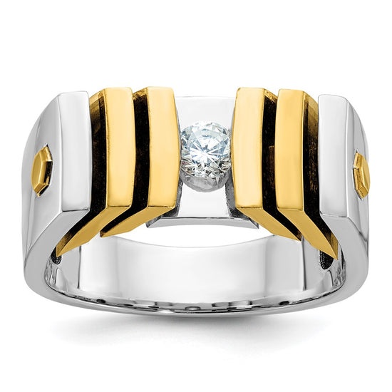 14k Two-tone Men's 1/3 carat Diamond Complete Ring