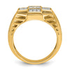 10k Men's Polished Textured and Grooved 1/2 Carat A Quality Diamond Cross Cluster Ring