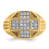 10k Men's Polished Textured and Grooved 1/2 Carat A Quality Diamond Cross Cluster Ring