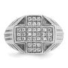 IBGoodman 14k White Gold Men's Polished Textured and Grooved Cross Cluster Ring Mounting
