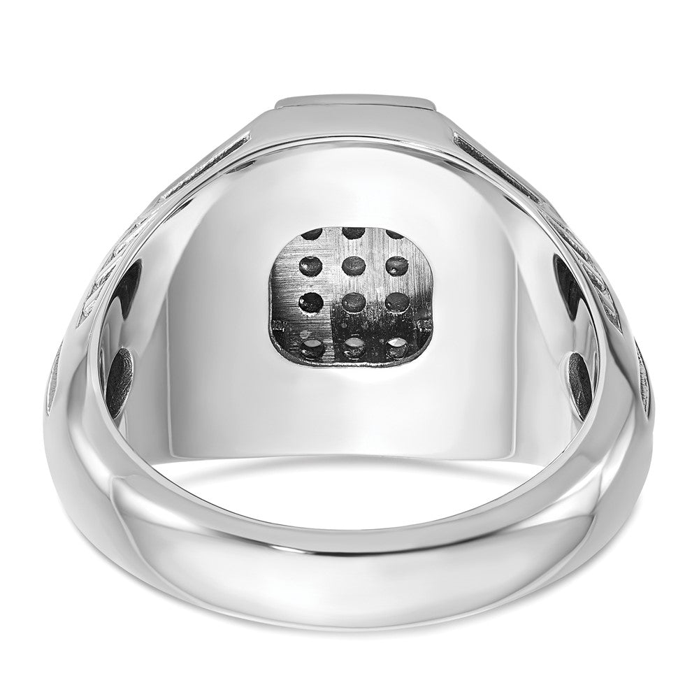 14k White Gold Men's Polished Textured and Grooved 1/2 Carat AA Quality Diamond Cross Cluster Ring