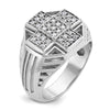 IBGoodman 14k White Gold Men's Polished Textured and Grooved Cross Cluster Ring Mounting