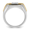 14k Two-tone with Black Rhodium Men's Polished and Satin Black and White 1/4 Carat AA Quality Diamond Ring