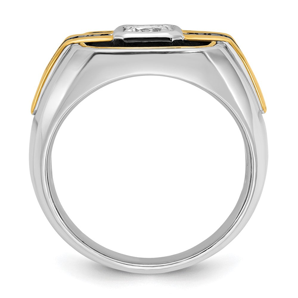 14k Two-tone with Black Rhodium Men's Polished and Satin Black and White 1/4 Carat AA Quality Diamond Ring