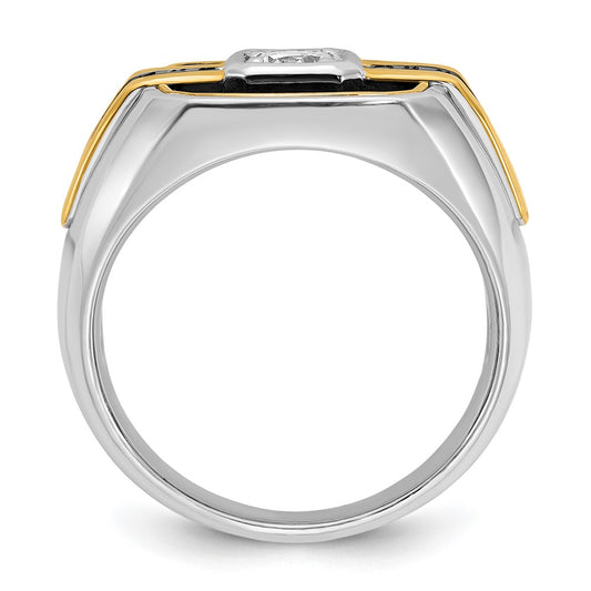 14k Two-tone with Black Rhodium Men's Polished and Satin Black and White 1/4 Carat AA Quality Diamond Ring