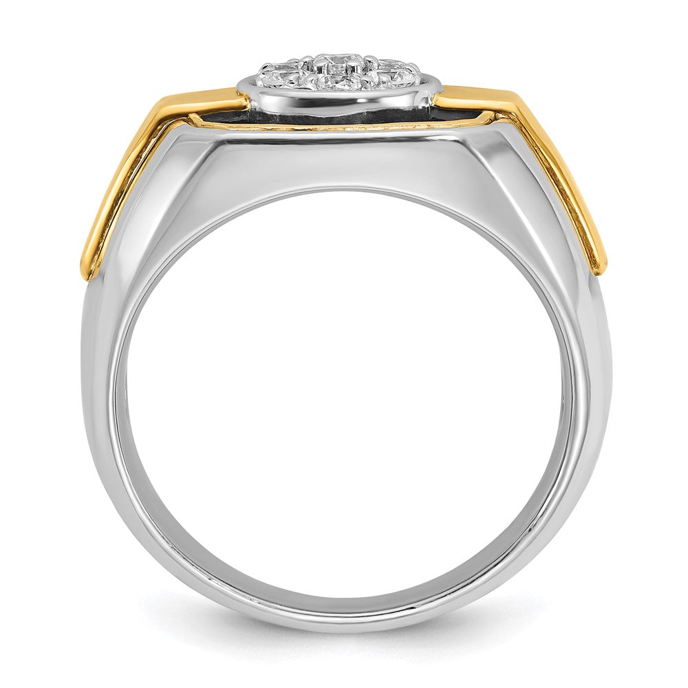 14k Two-tone with Black Rhodium Men's Polished and Satin 1/2 Carat AA Quality Diamond Cluster Ring
