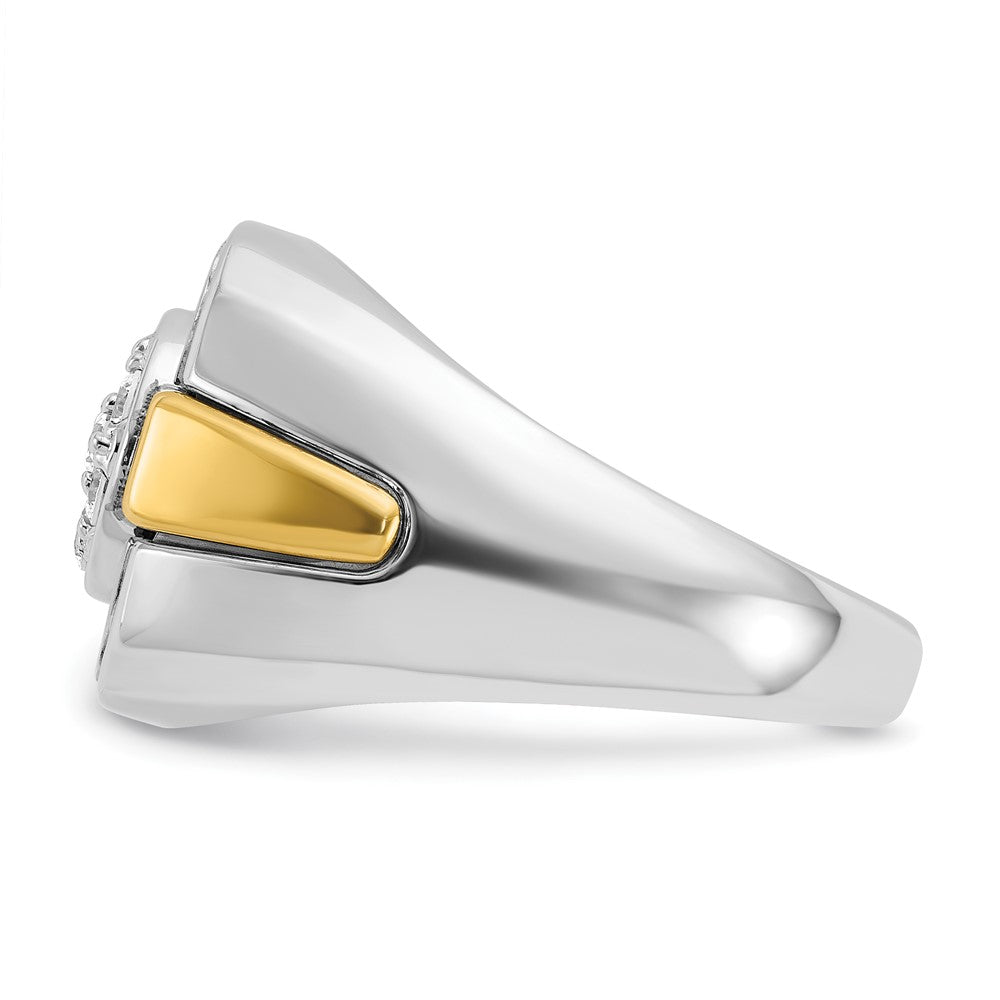 14k Two-tone with Black Rhodium Men's Polished and Satin 1/2 Carat AA Quality Diamond Cluster Ring