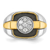 14k Two-tone with Black Rhodium Men's Polished and Satin 1/2 Carat AA Quality Diamond Cluster Ring