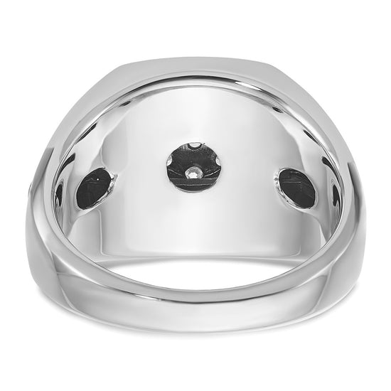 14k Two-tone with Black Rhodium Men's Polished and Satin 1/2 Carat AA Quality Diamond Cluster Ring