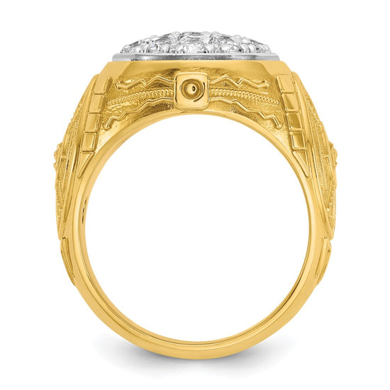IBGoodman 14k Two-tone Men's Polished and Textured Oval Cluster Ring Mounting