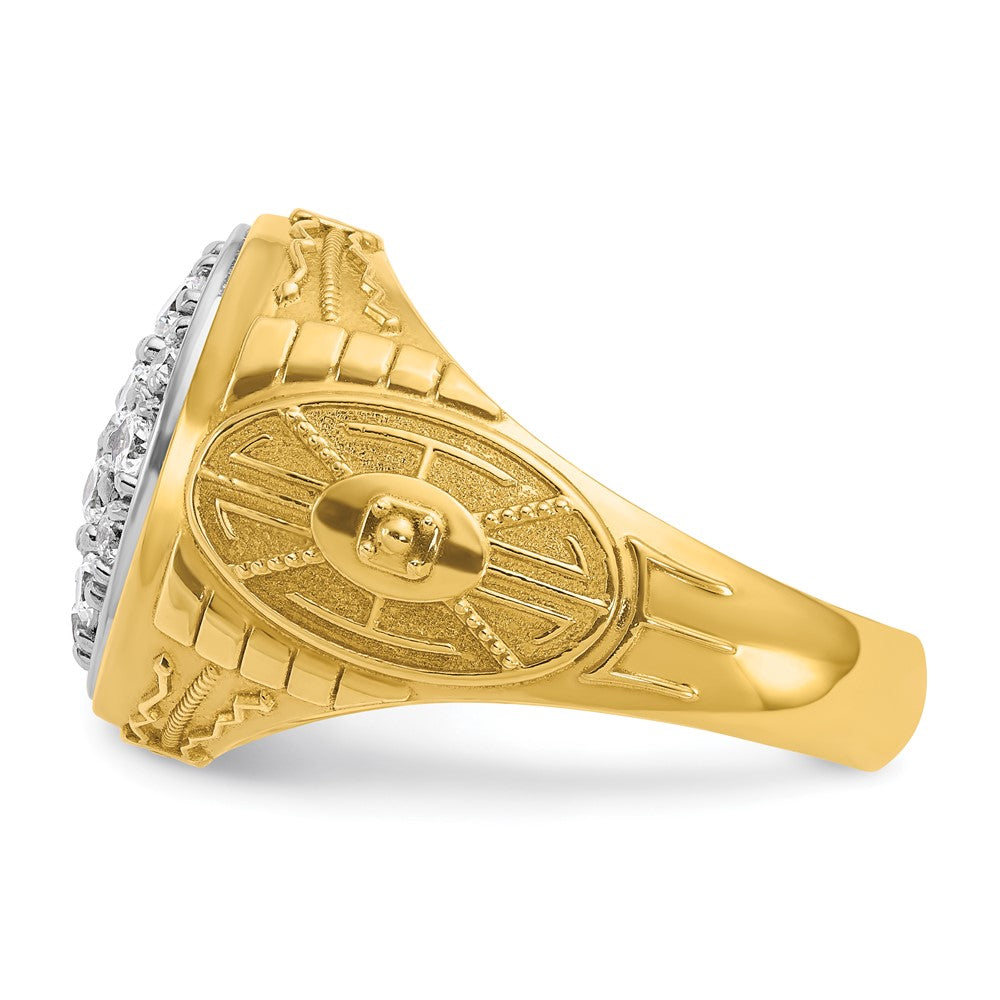 IBGoodman 14k Two-tone Men's Polished and Textured Oval Cluster Ring Mounting