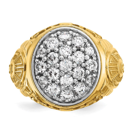 IBGoodman 14k Two-tone Men's Polished and Textured Oval Cluster Ring Mounting