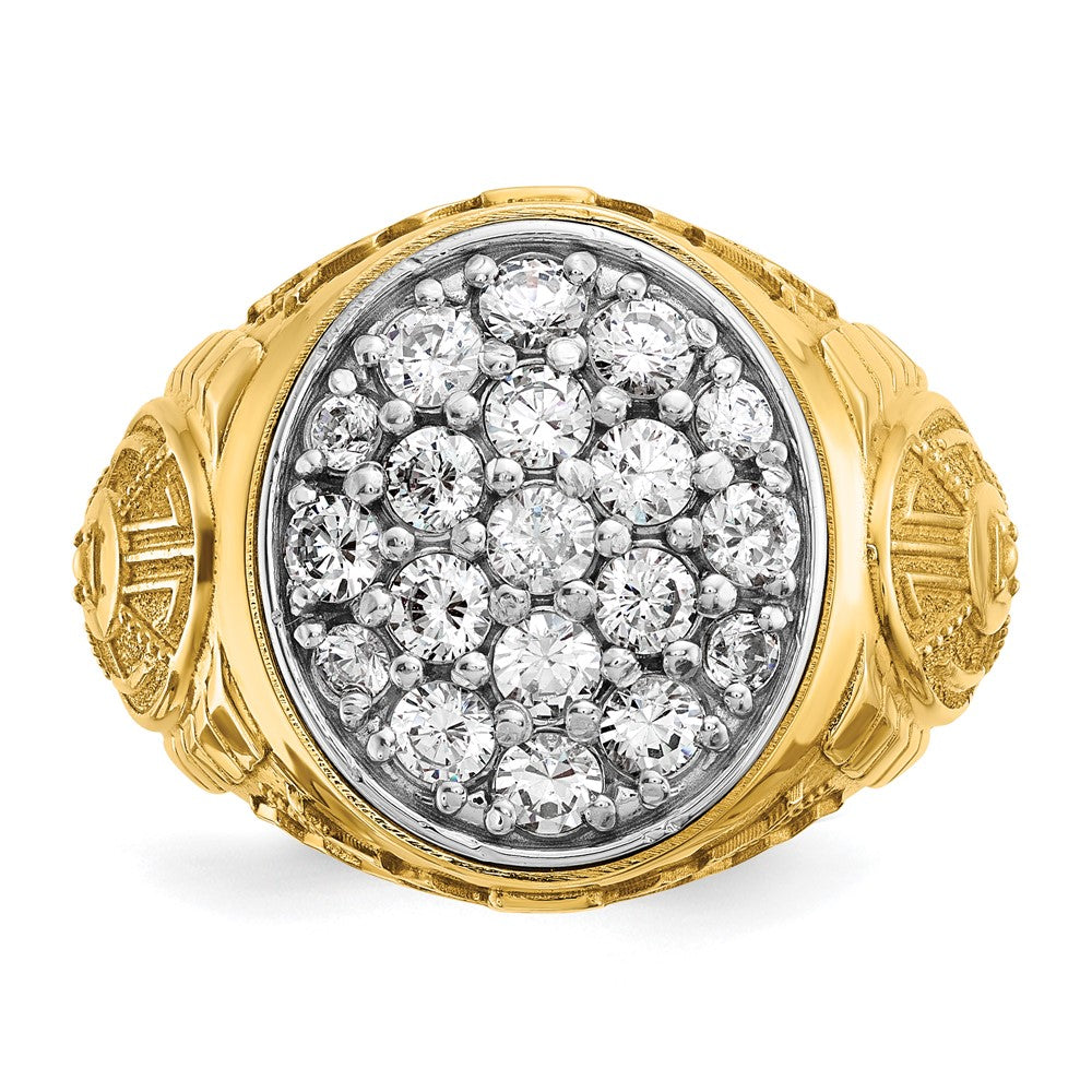 IBGoodman 14k Two-tone Men's Polished and Textured Oval Cluster Ring Mounting
