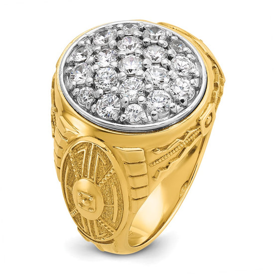 IBGoodman 14k Two-tone Men's Polished and Textured Oval Cluster Ring Mounting