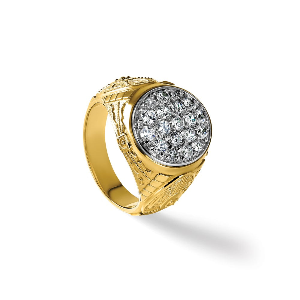 IBGoodman 14k Two-tone Men's Polished and Textured Oval Cluster Ring Mounting