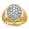 IBGoodman 14k Two-tone Men's Polished and Textured Oval Cluster Ring Mounting