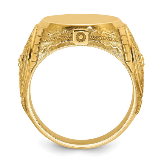 14k IBGoodman 18.5x15.75mm Men's Round Signet Ring