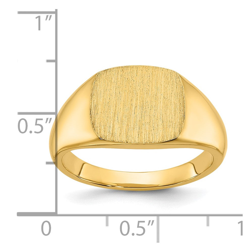 14k 12x12mm Men's Satin Top Cushion Signet Ring
