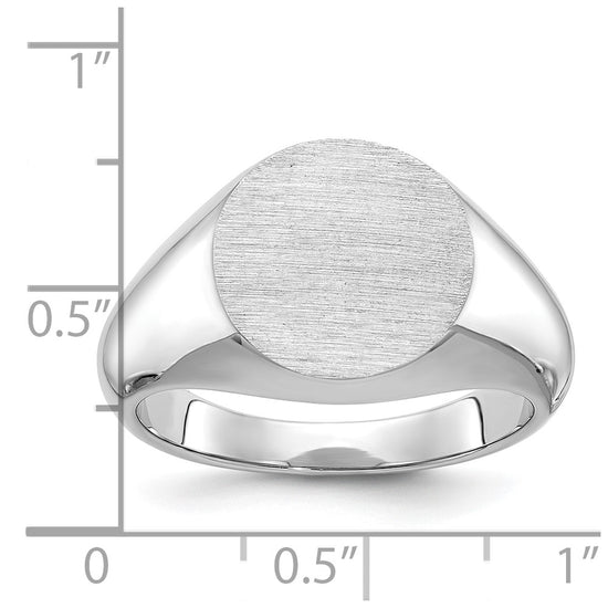 14k White Gold IBGoodman 16x14mm Men's Round Signet Ring