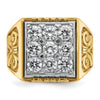 14k Two-tone Men's Polished and Textured Scroll Design 2 Carat AA Quality Diamond Square Cluster Ring
