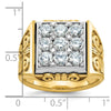 14k Two-tone Men's Polished and Textured Scroll Design 2 Carat AA Quality Diamond Square Cluster Ring