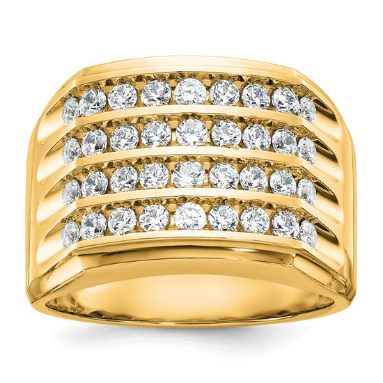 10k IBGoodman Men's Polished and Grooved 4-Row Ring Mounting