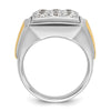 14k Two-tone Men's Polished 2 1/3 Carat AA Quality Diamond Square Cluster Ring
