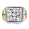 14k Two-tone Men's Polished 2 1/3 Carat AA Quality Diamond Square Cluster Ring