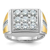 14k Two-tone Men's Polished 2 1/3 Carat AA Quality Diamond Square Cluster Ring