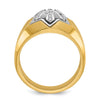 14k Two-tone Men's Polished and Grooved 3/8 Carat AA Quality Diamond Star Ring