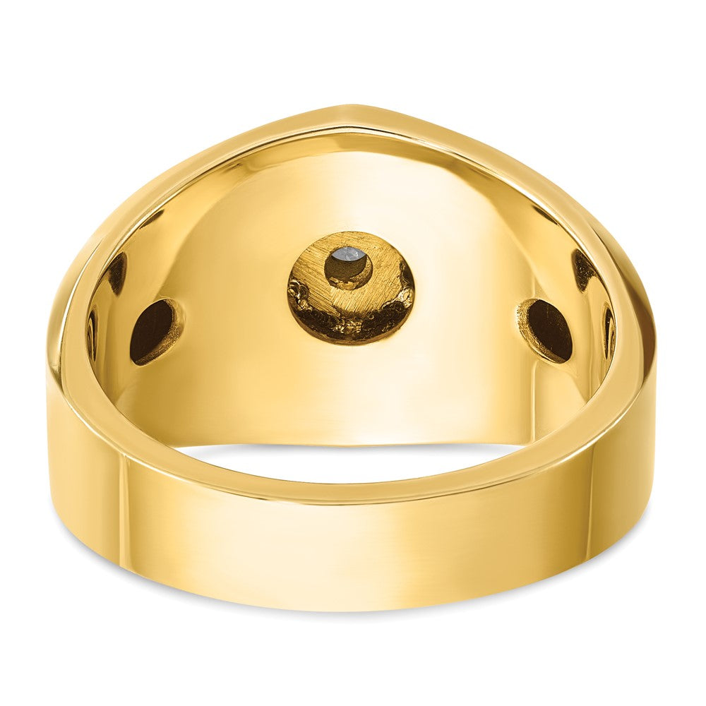 14k Two-tone Men's Polished and Grooved 3/8 Carat AA Quality Diamond Star Ring