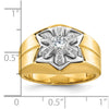 14k Two-tone Men's Polished and Grooved 3/8 Carat AA Quality Diamond Star Ring