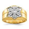 14k Two-tone Men's Polished and Grooved 3/8 Carat AA Quality Diamond Star Ring