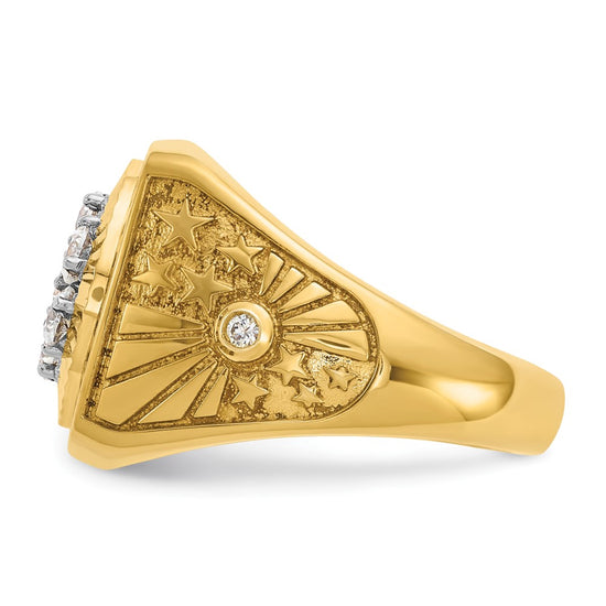 IBGoodman 10k Two-tone Men's Polished Textured and Diamond-cut Stars and Stripes Round Cluster Ring Mounting