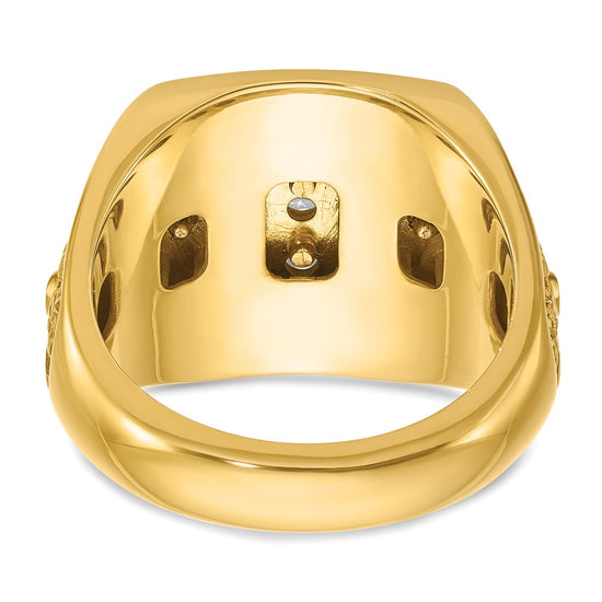 IBGoodman 10k Two-tone Men's Polished Textured and Diamond-cut Stars and Stripes Round Cluster Ring Mounting