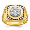 IBGoodman 10k Two-tone Men's Polished Textured and Diamond-cut Stars and Stripes Round Cluster Ring Mounting