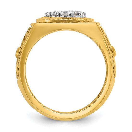 IBGoodman 14k Two-tone Men's Polished Textured and Diamond-cut Stars and Stripes Round Cluster Ring Mounting
