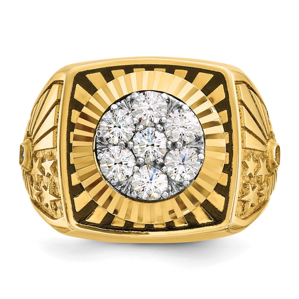 IBGoodman 14k Two-tone Men's Polished Textured and Diamond-cut Stars and Stripes Round Cluster Ring Mounting