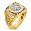 IBGoodman 14k Two-tone Men's Polished Textured and Diamond-cut Stars and Stripes Round Cluster Ring Mounting