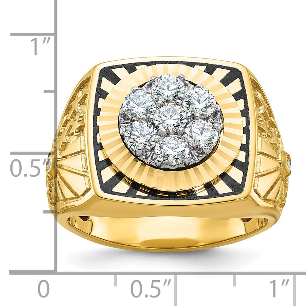 IBGoodman 14k Two-tone Men's Polished Textured and Diamond-cut Stars and Stripes Round Cluster Ring Mounting