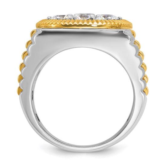 IBGoodman 14k Two-tone Men's Polished Satin and Ribbed Round Cluster Ring Mounting