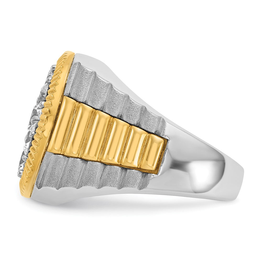 IBGoodman 14k Two-tone Men's Polished Satin and Ribbed Round Cluster Ring Mounting