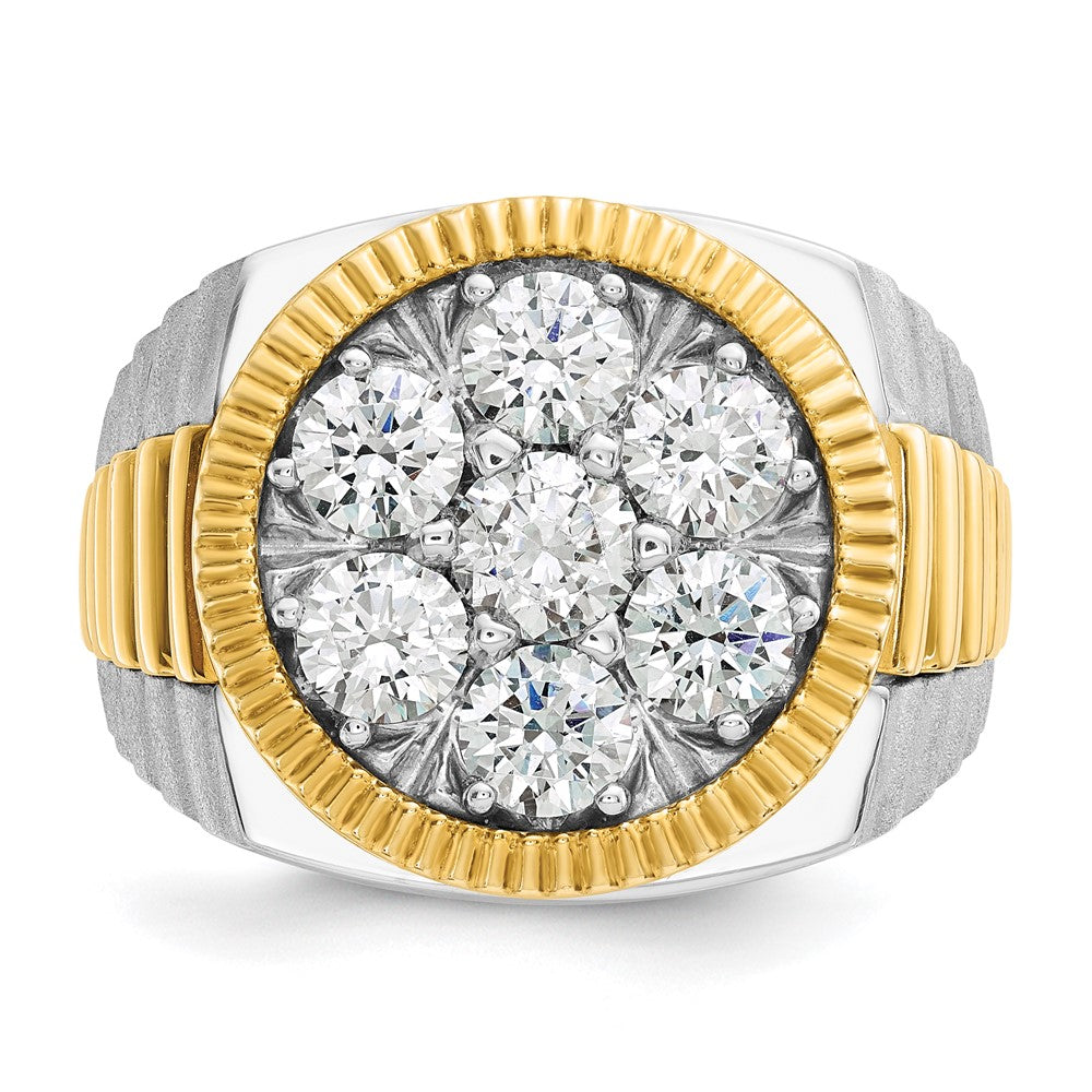 IBGoodman 14k Two-tone Men's Polished Satin and Ribbed Round Cluster Ring Mounting