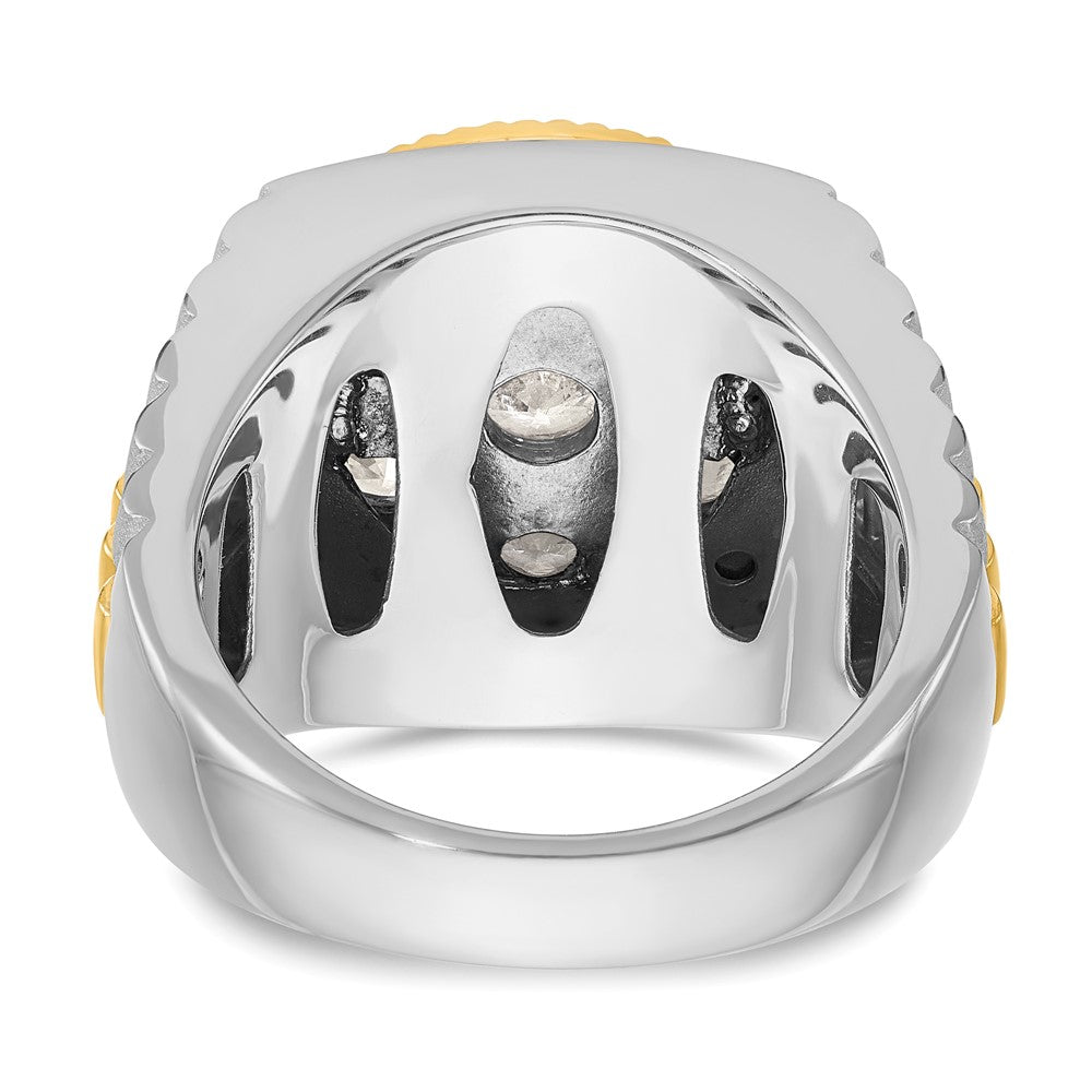 IBGoodman 14k Two-tone Men's Polished Satin and Ribbed Round Cluster Ring Mounting